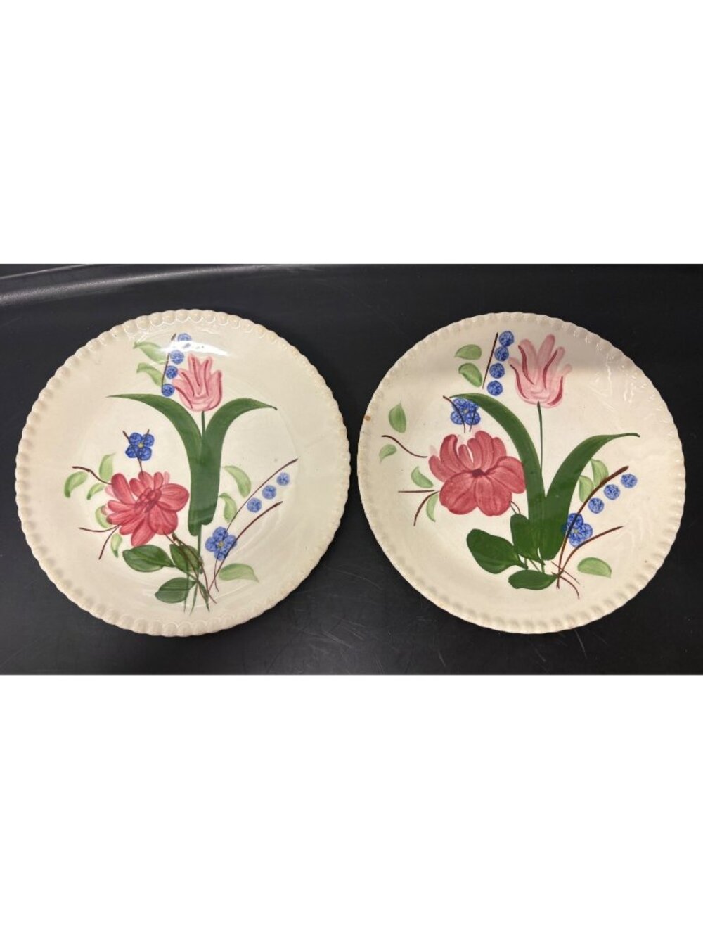 Set Of 2 Plates Blue Ridge Southern Potteries Bluebell Bouquet 7" Vintage